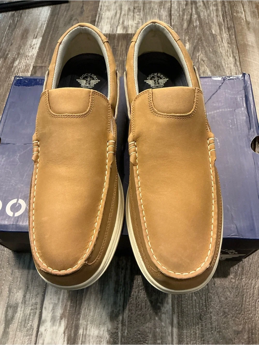 Dockers Men's Cognac Slip-On Leather Loafer Size 14